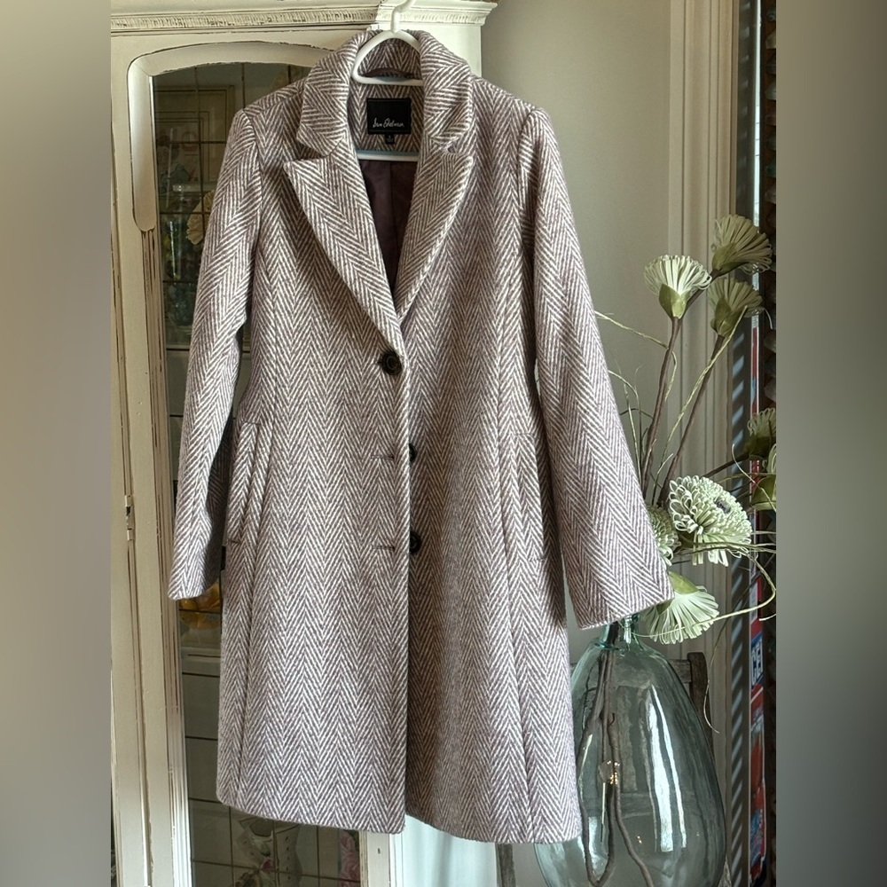 Sam Edelman Classic Reefer Coat. Sz~S Lavender/Ivory Herringbone. EUC